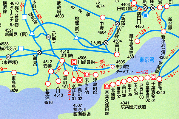 東京駅周辺貨物路線図
